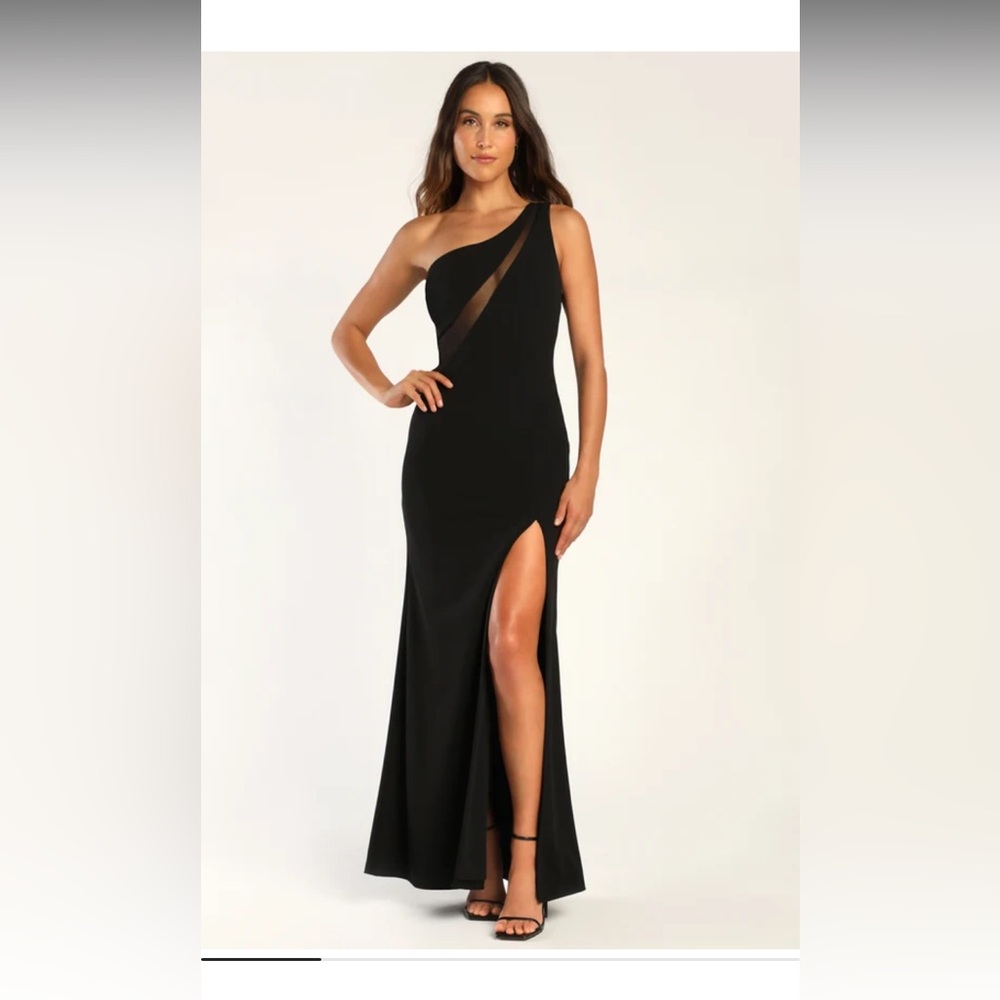 NWOT | Lulus | Modern Attraction Black One-Shoulder Mermaid Maxi Dress | Sz M